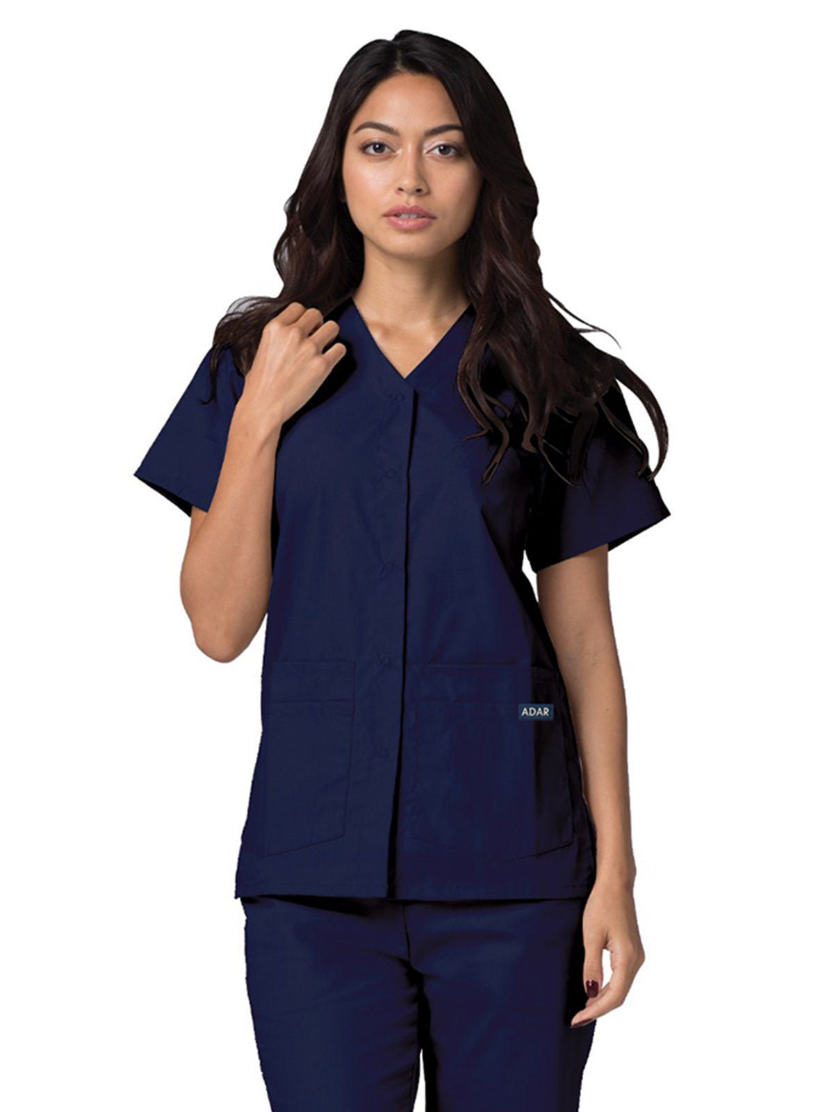 Adar - Universal - Women's Double Pocket Snap Front Top
