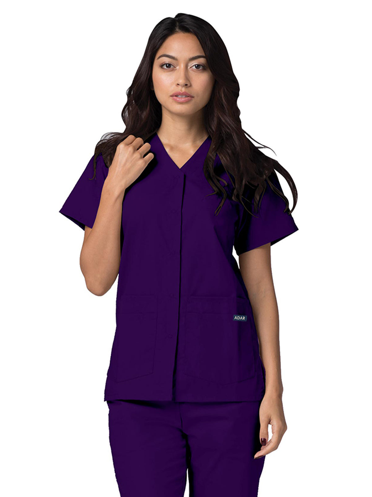 Adar - Universal - Women's Double Pocket Snap Front Top