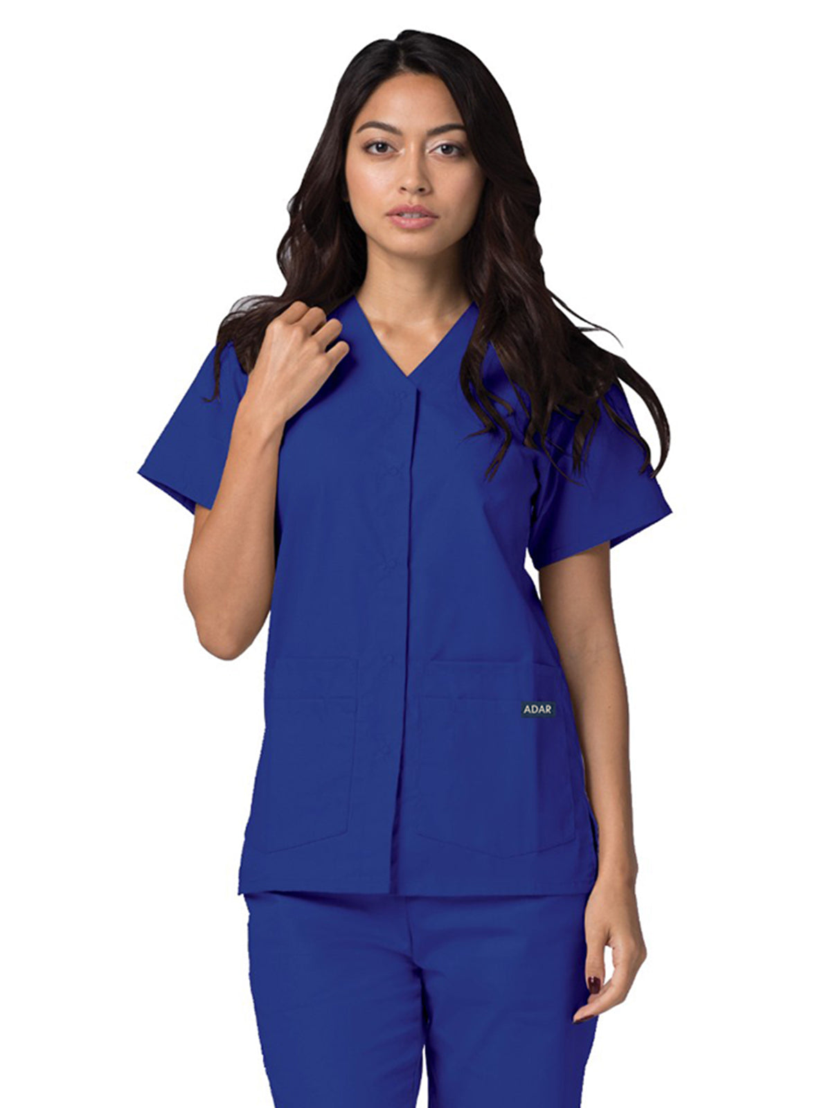 Adar - Universal - Women's Double Pocket Snap Front Top