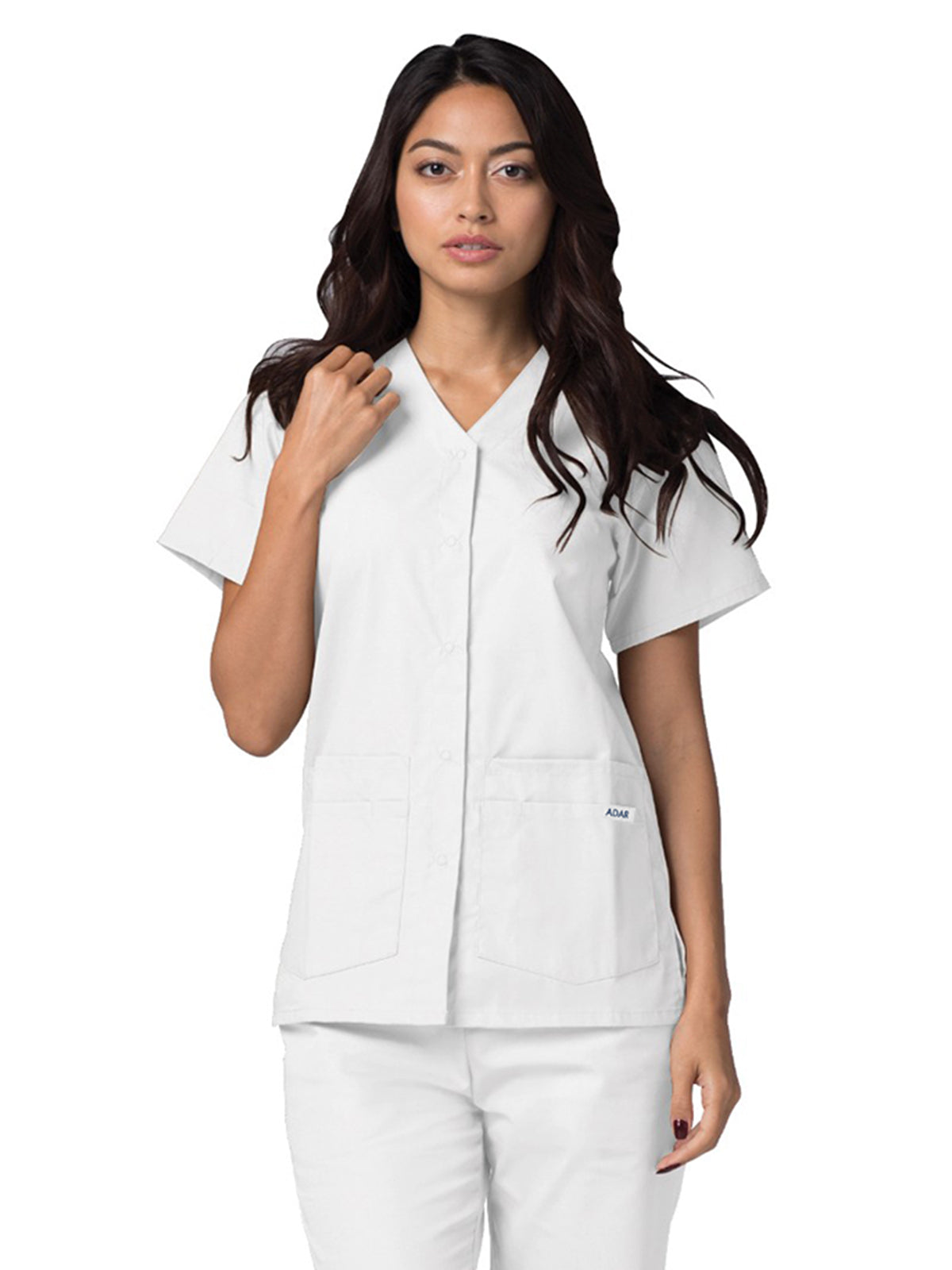 Adar - Universal - Women's Double Pocket Snap Front Top