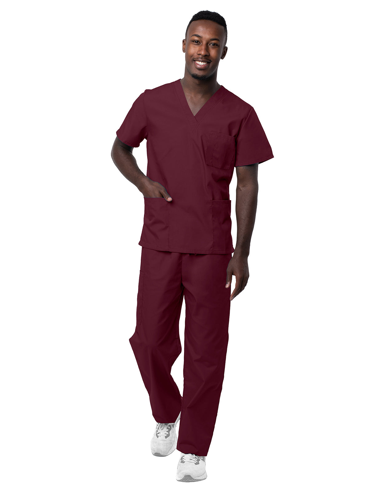 Adar - Sivvan - Unisex V-Neck Top Drawstring Pant Scrub Set