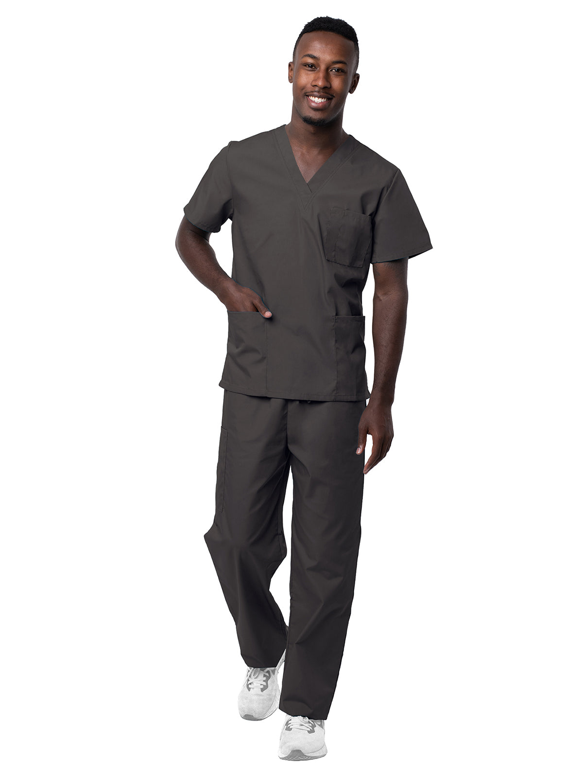 Adar - Sivvan - Unisex V-Neck Top Drawstring Pant Scrub Set