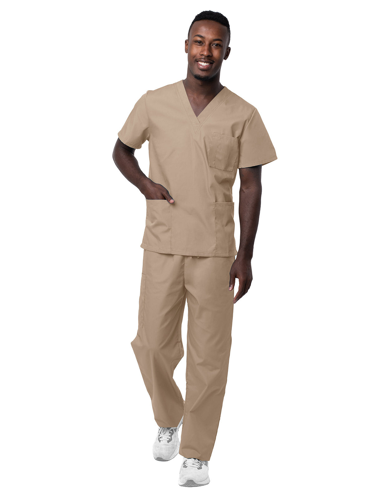 Adar - Sivvan - Unisex V-Neck Top Drawstring Pant Scrub Set
