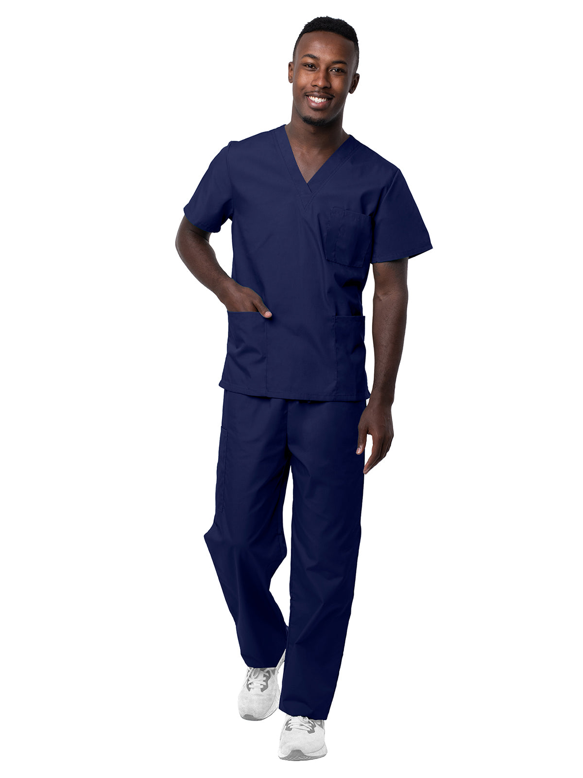 Adar - Sivvan - Unisex V-Neck Top Drawstring Pant Scrub Set