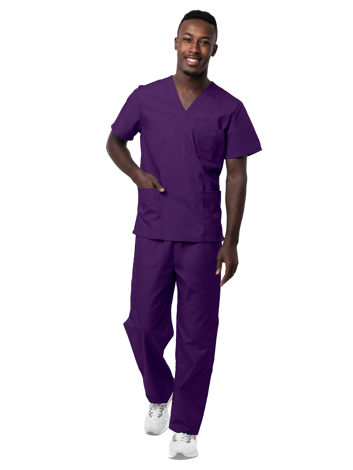 Adar - Sivvan - Unisex V-Neck Top Drawstring Pant Scrub Set