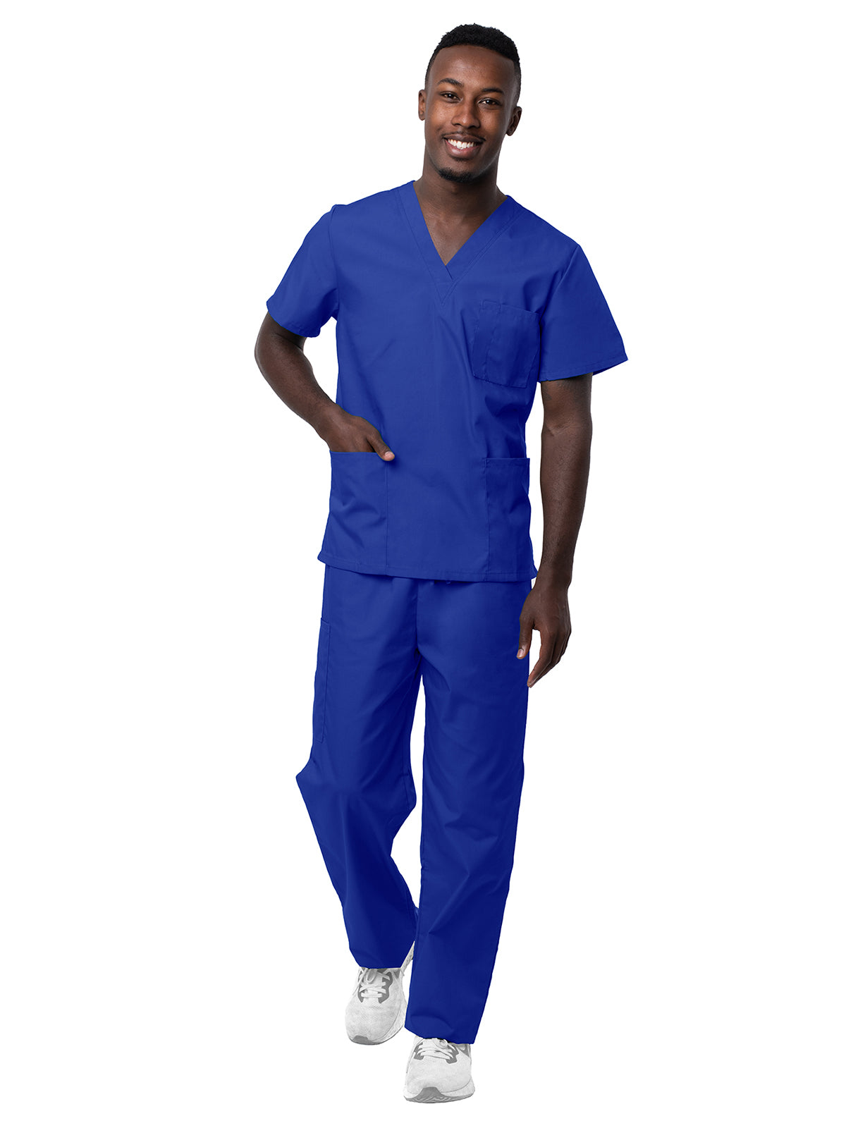 Adar - Sivvan - Unisex V-Neck Top Drawstring Pant Scrub Set
