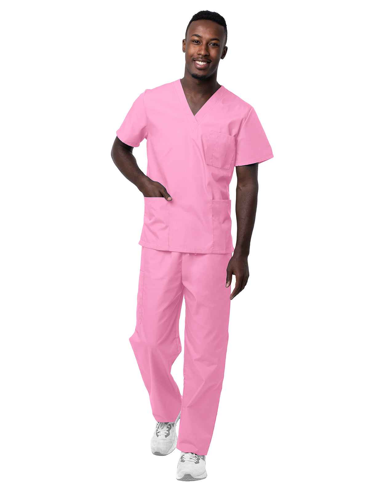Adar - Sivvan - Unisex V-Neck Top Drawstring Pant Scrub Set