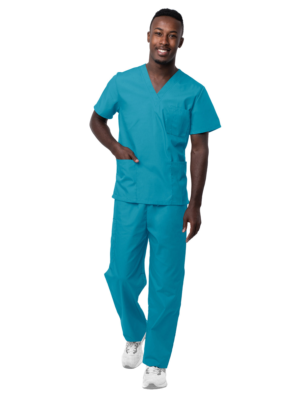 Adar - Sivvan - Unisex V-Neck Top Drawstring Pant Scrub Set