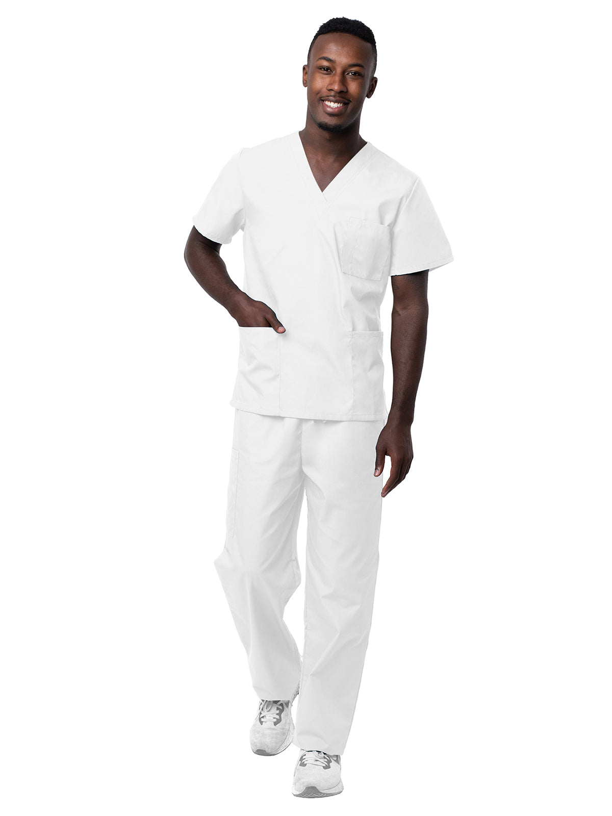 Adar - Sivvan - Unisex V-Neck Top Drawstring Pant Scrub Set