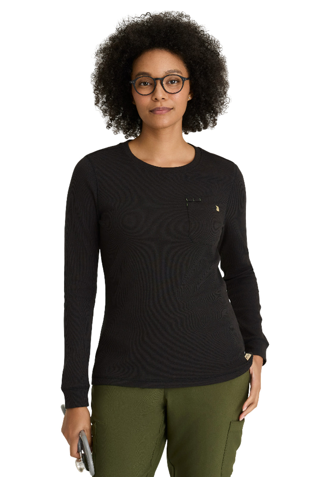 Grey's Anatomy Evolve Stretch - Women's One-Pocket Wanderlust Waffle Knit Top