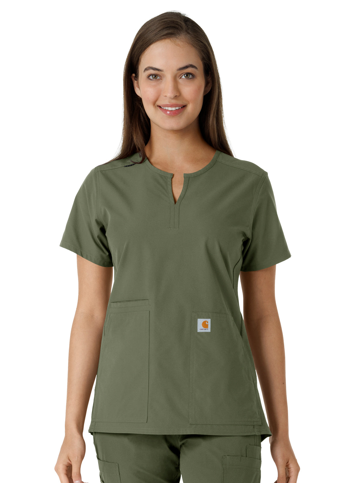 Carhartt Scrubs - Force Essentials Women's Notch Neck Tunic Knit Panel Top