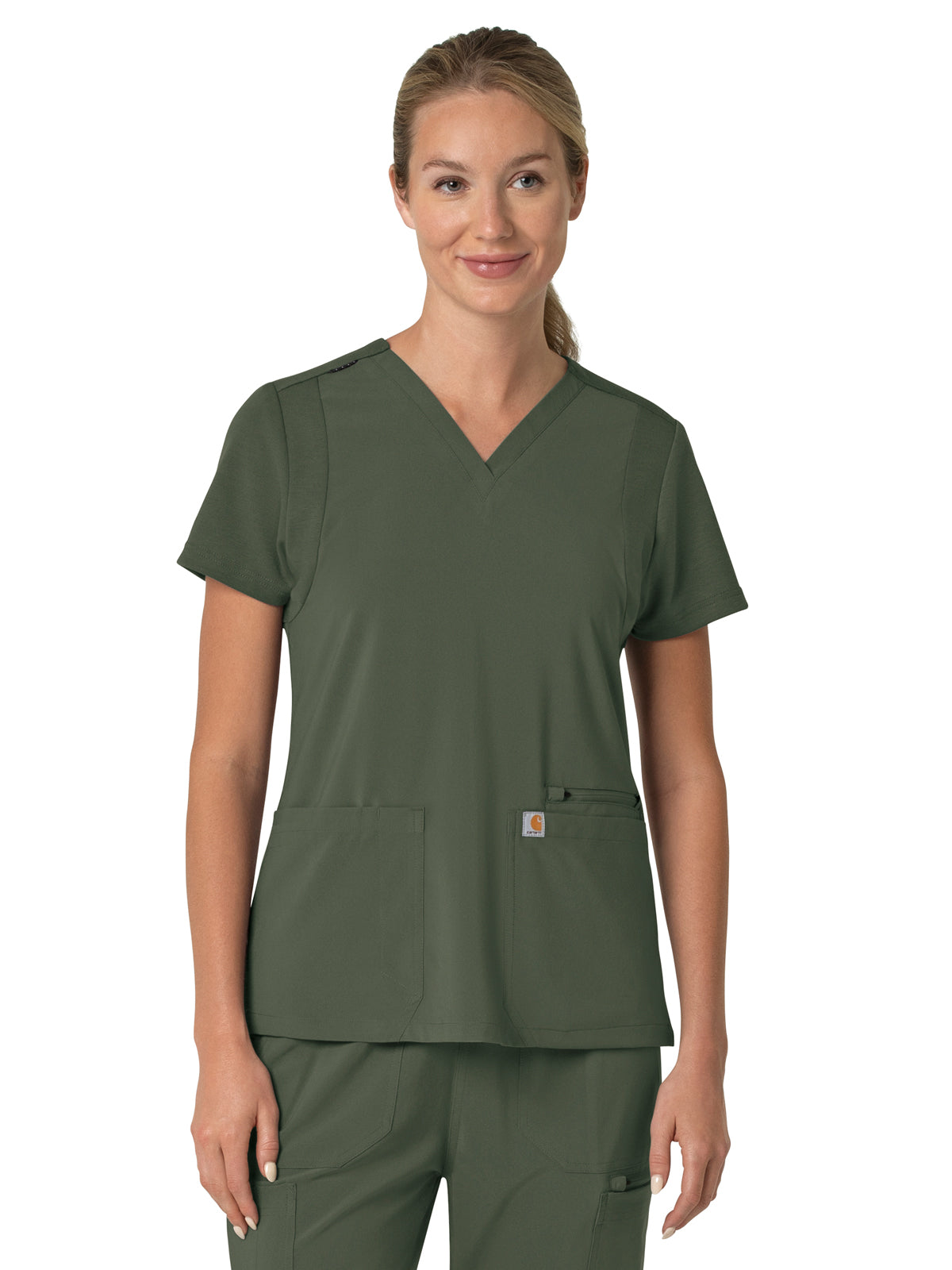Carhartt Scrubs - Force Cross-Flex - Women's Three-Pocket Flex Panel V-Neck Top