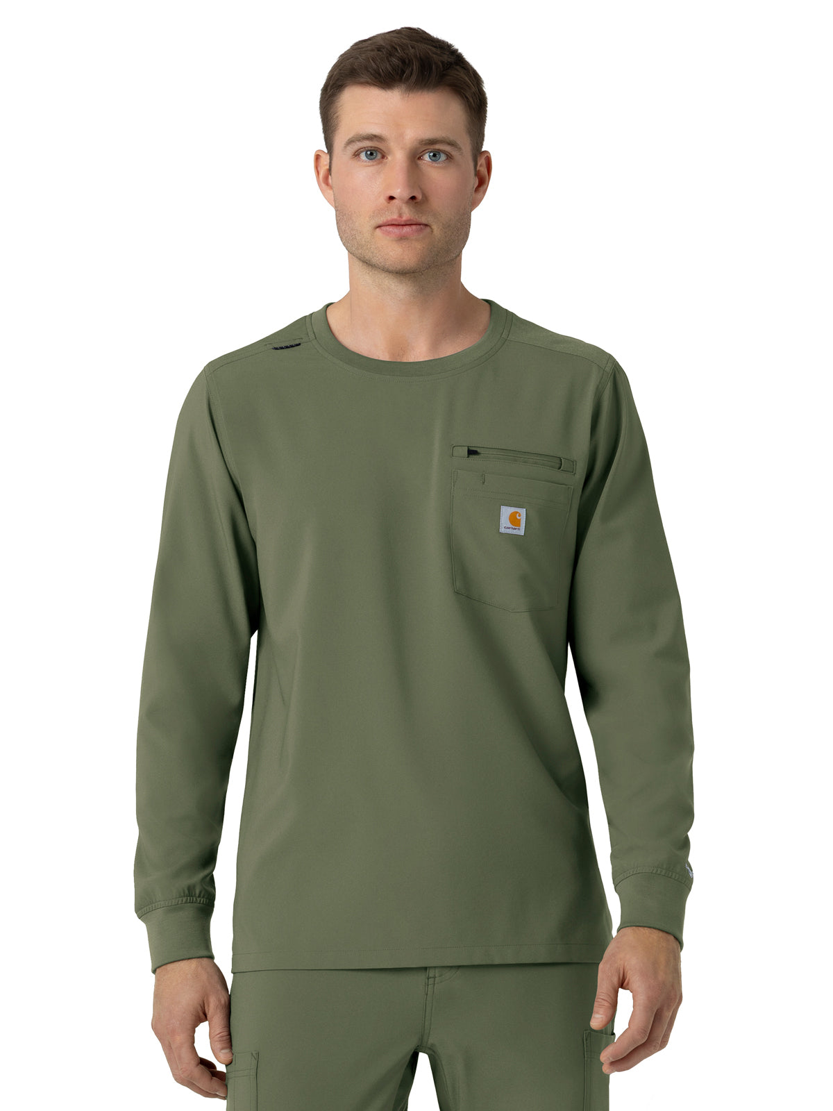 Carhartt Scrubs - Men's Two-Pocket Crew Neck Long Sleeve Scrub Top