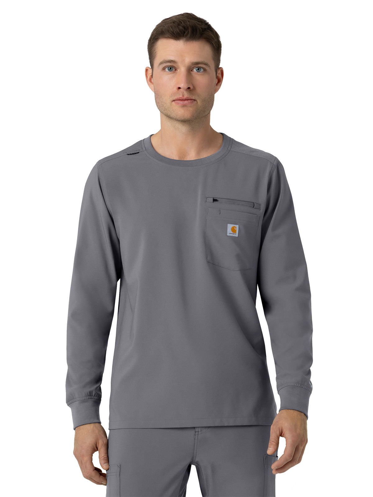 Carhartt Scrubs - Men's Two-Pocket Crew Neck Long Sleeve Scrub Top