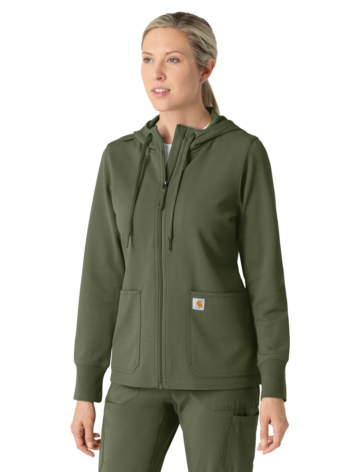 Carhartt Scrubs - Layers - Women's Three-Pocket Full Zip Waffle Hoodie
