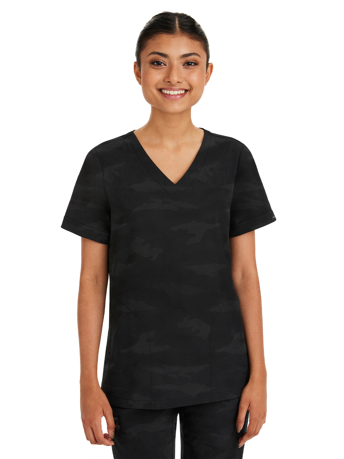 Healing Hands - HH PL Jacquard - Women's 2-Pocket Joy Camo V-Neck Top
