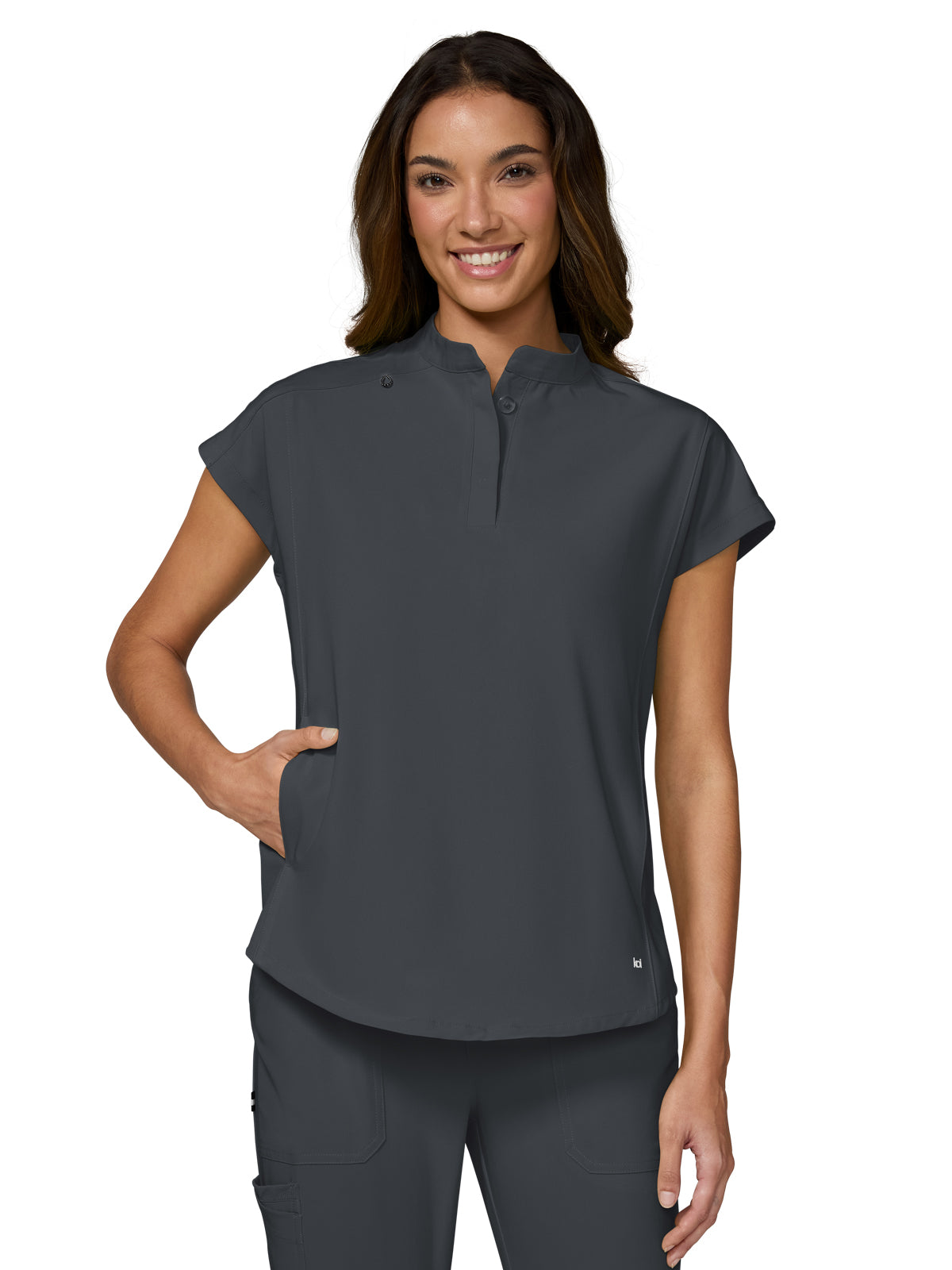 koi - Next Gen - Womens Two-Pocket Button Closure Scrub Top