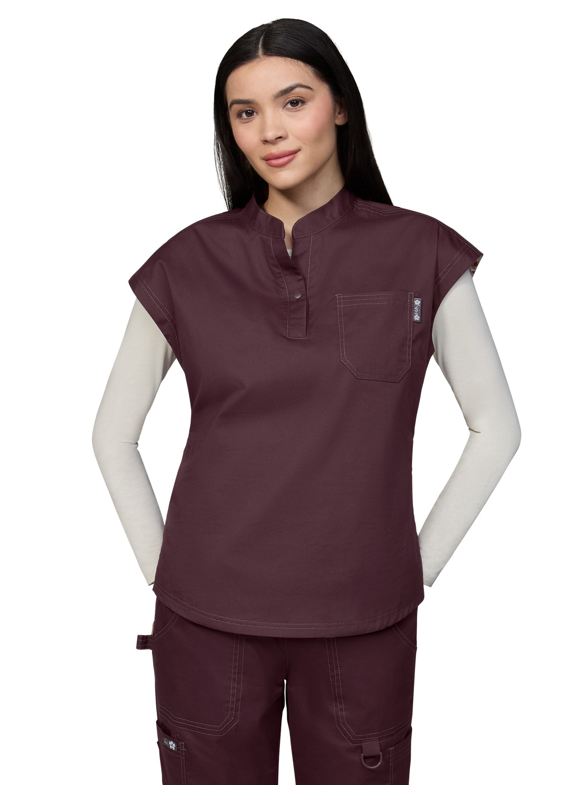 koi- Classics - Women's One-Pocket Seaphine Cognac Top