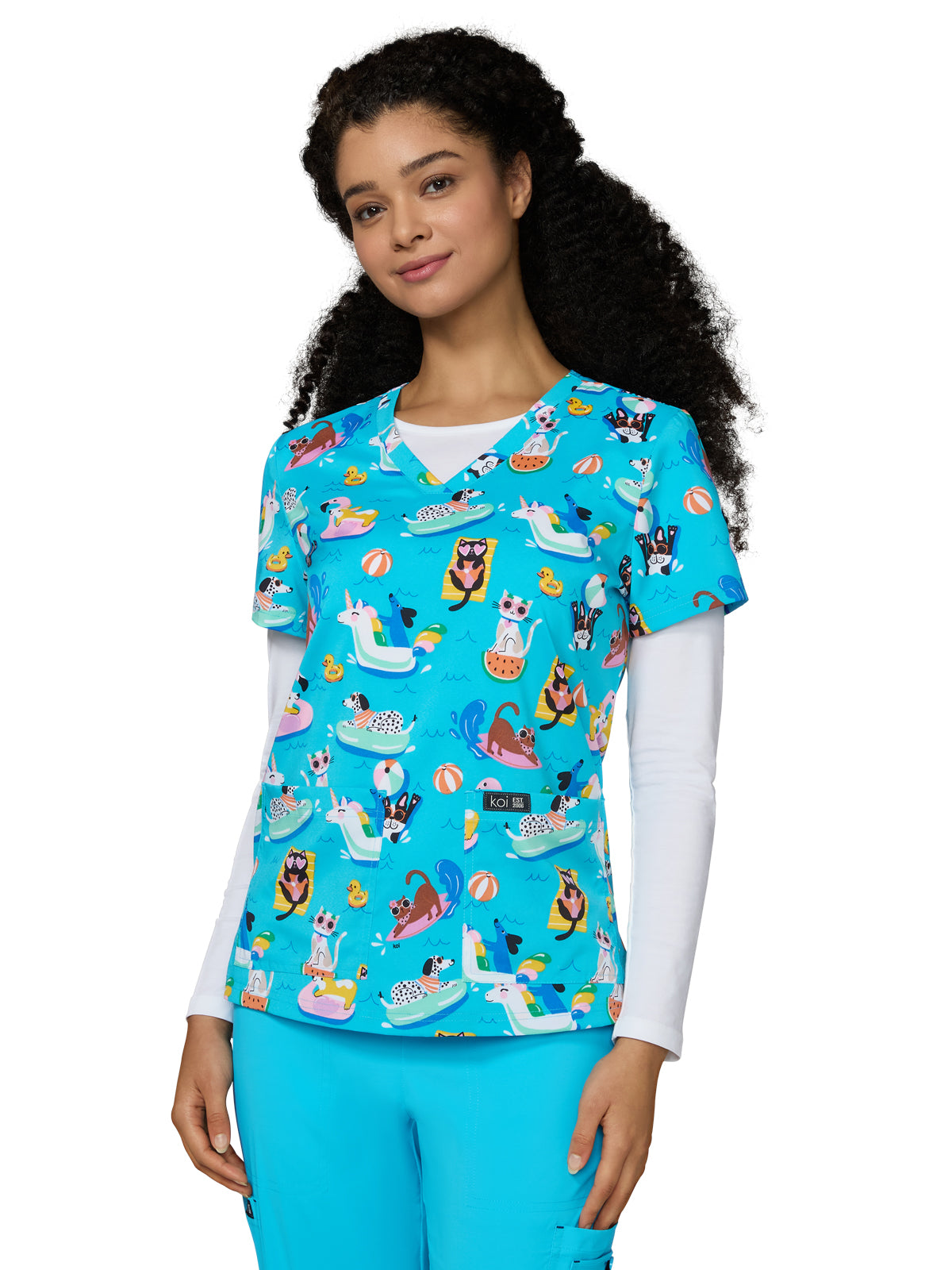 koi - Basics - Women's Two-Pocket Athletic-Inspired, Breathable Mesh Leslie Top