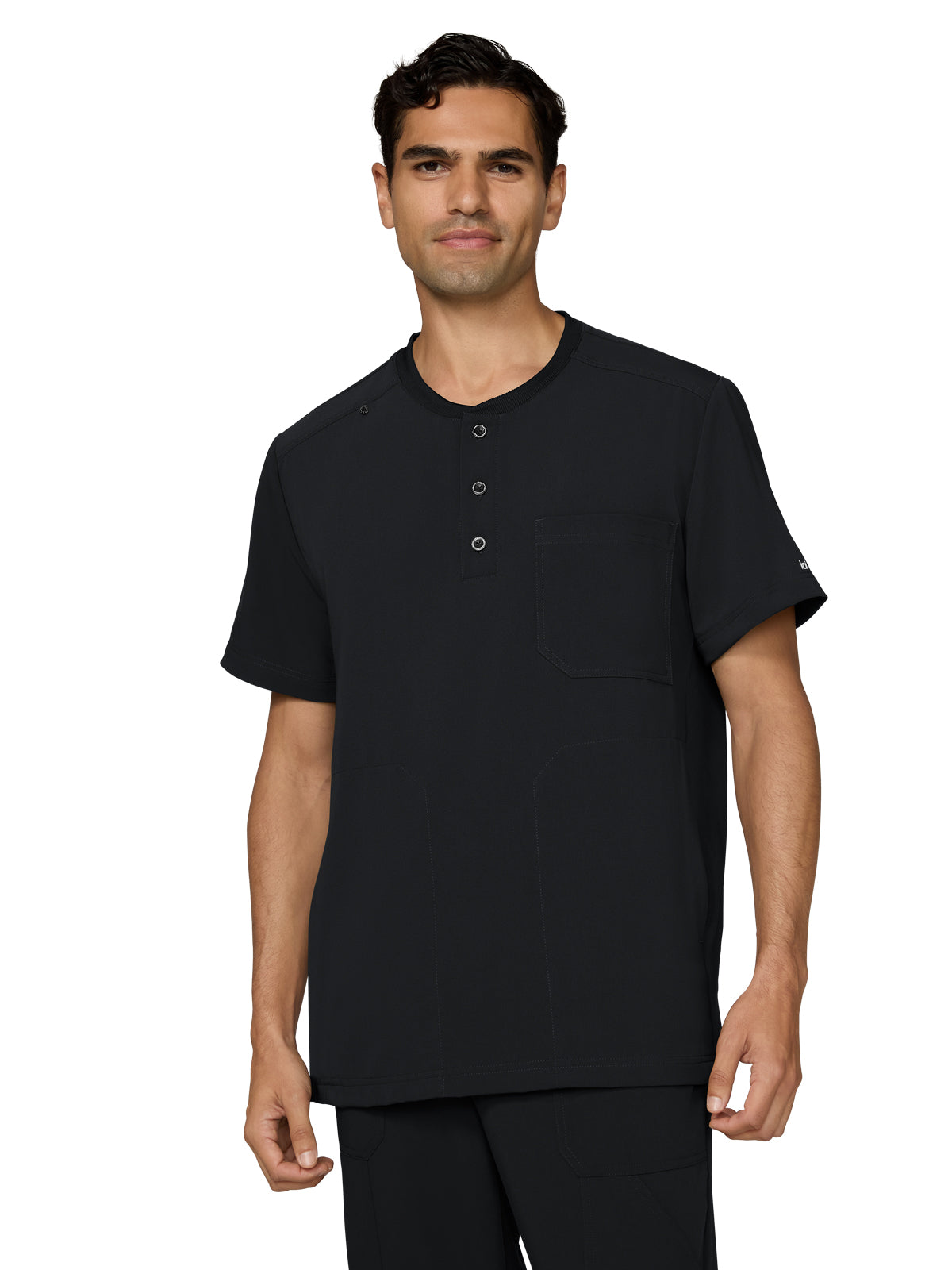 koi - Next Gen - Men's Three-Pocket Henley Neck Scrub Top