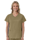 Maevn - Red Panda - Women's Three-Pocket Curved Mock Wrap Top