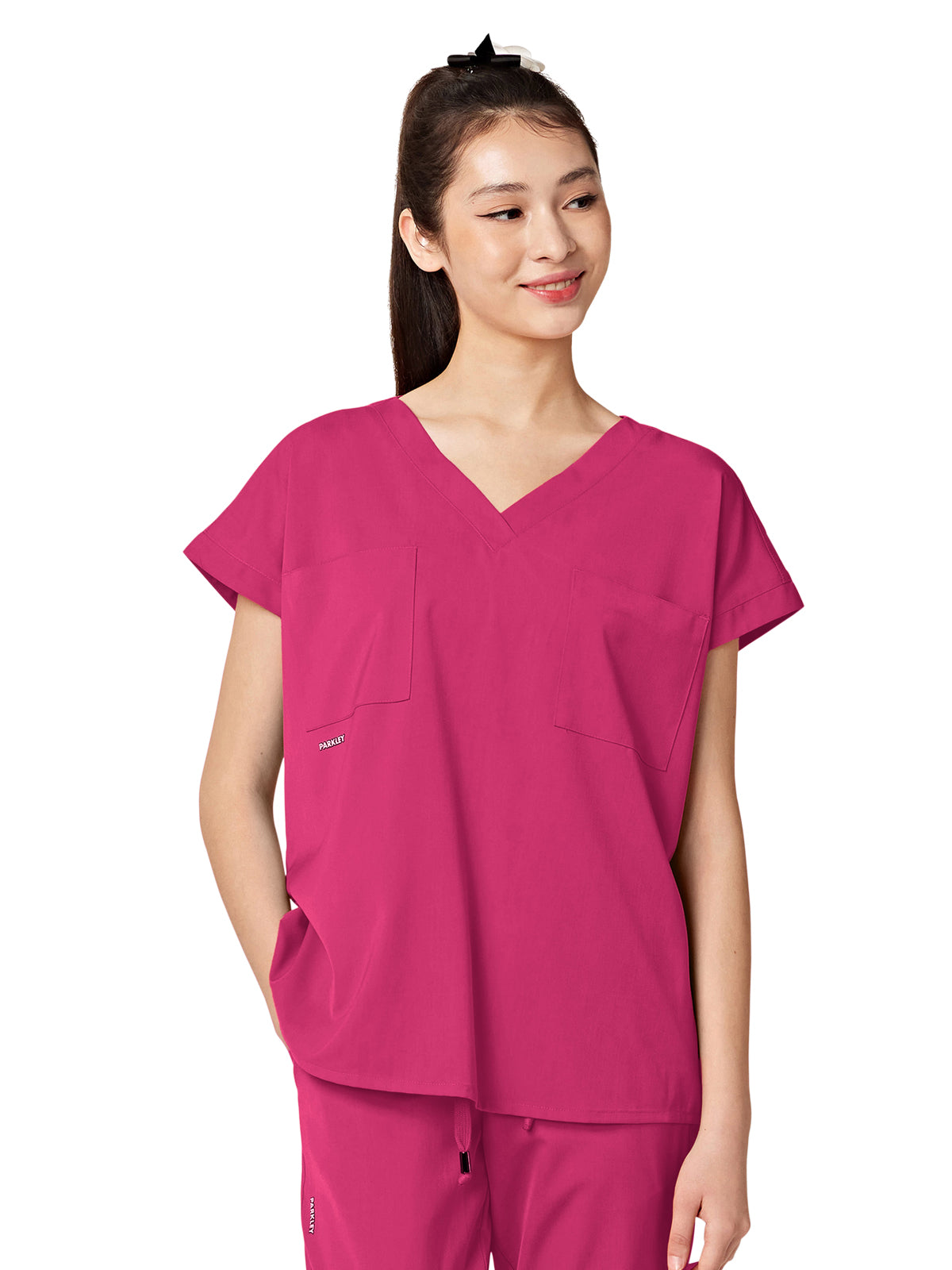 Parkley ABC - Women's Oversized Two-Pocket Dolman REMY V-Neck Top
