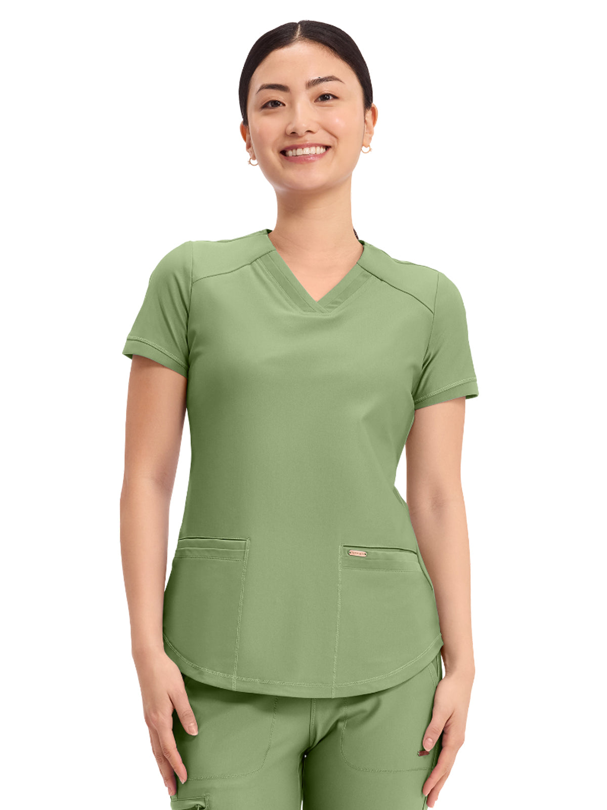 Cherokee - Form - Women's 2-Pocket Curved Hemline V-Neck Top