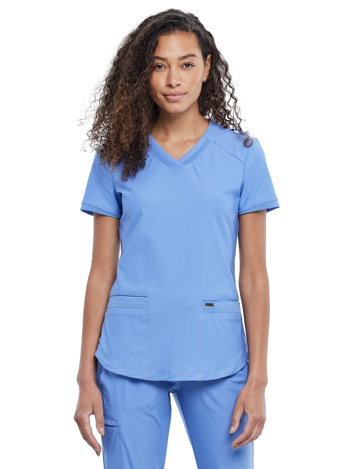 Cherokee - Form - Women's 2-Pocket Curved Hemline V-Neck Top