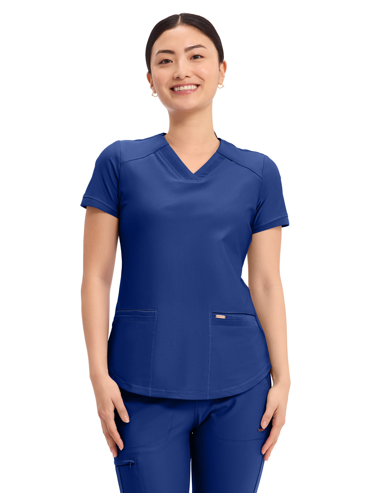 Cherokee - Form - Women's 2-Pocket Curved Hemline V-Neck Top