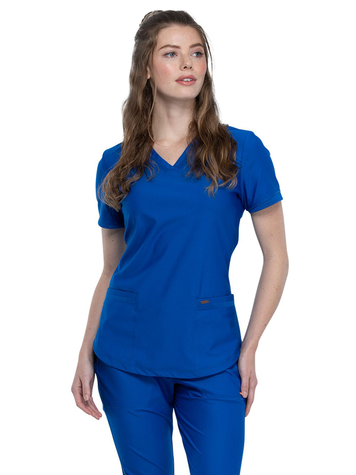 Cherokee - Form - Women's 2-Pocket Curved Hemline V-Neck Top