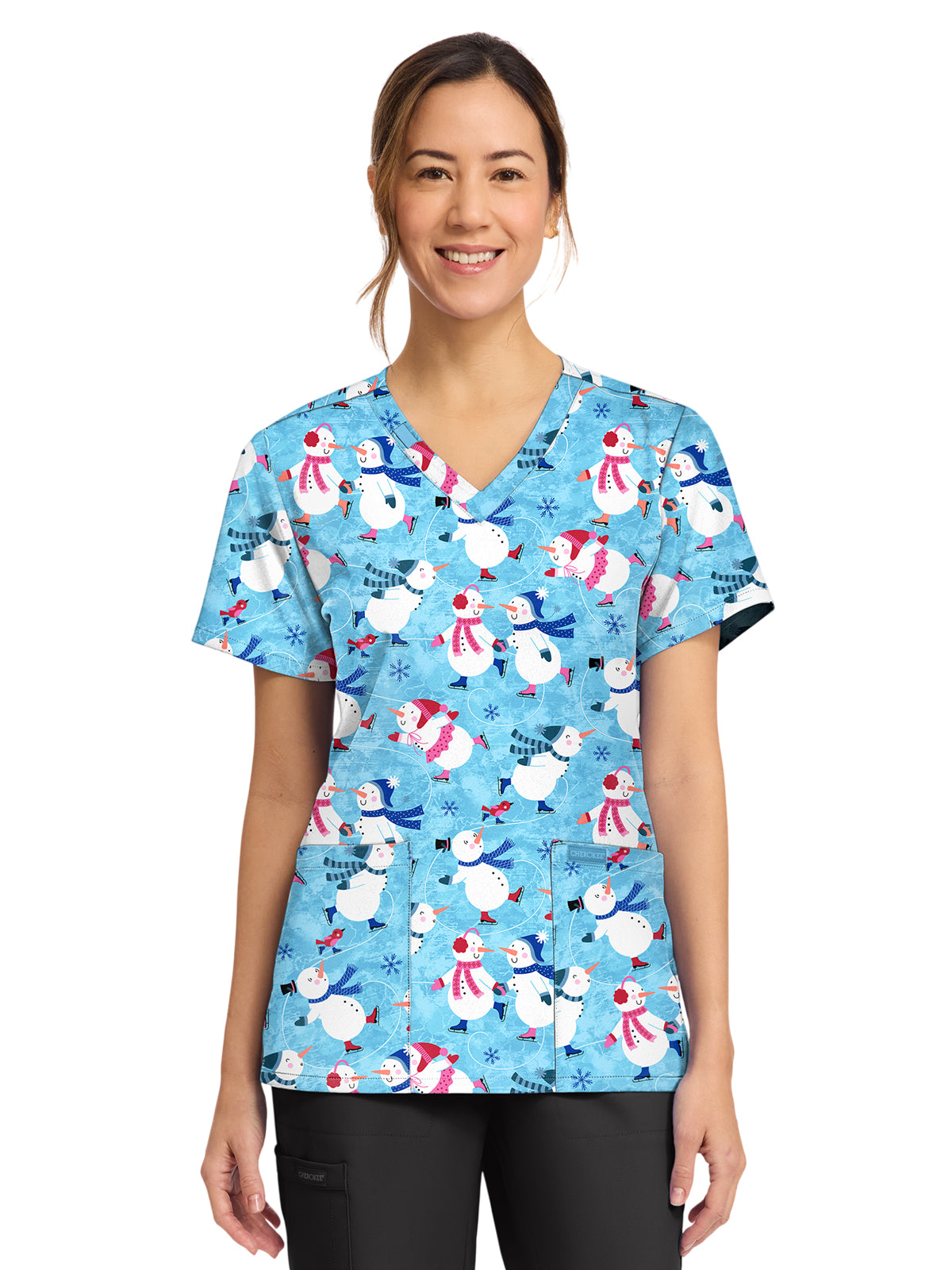 Cherokee - Genuine - Women's 2-Pocket Print V-Neck Scrub Top