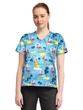 Cherokee - Genuine - Women's 1-Pocket Print High-Low V-Neck Scrub Top
